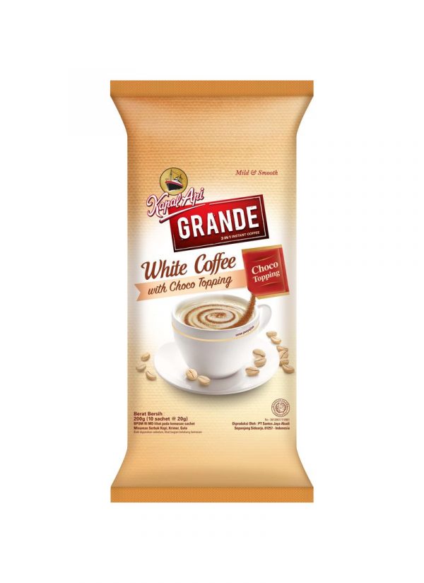 Kapal Api Kopi 3In1 Grande+Cho Topping White Coffee 10X20g - 99ninetynine