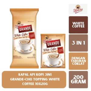 Kapal Api Kopi 3In1 Grande+Cho Topping White Coffee 10X20g - 99ninetynine